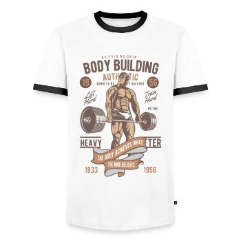 Bodybuilding Retro Vintage - Bodybuilding 1956 - Männer Kontrast-T-Shirt - Weiß/Schwarz - Vorne - AI Model Female 172 light (172cm) & AI Model Male 178 dark (178cm)