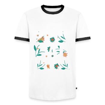 Pray Wait Trust Hope believe and have faith - Men's Ringer Shirt - white/black - Front - AI Model Female 172 light (172cm) & AI Model Male 178 dark (178cm)