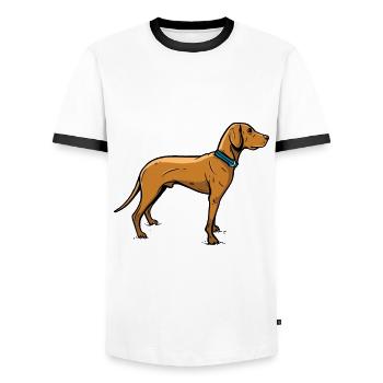 Hund Hunde Liebe Dog Haustier - Männer Kontrast-T-Shirt - Weiß/Schwarz - Vorne - AI Model Female 172 light (172cm) & AI Model Male 178 dark (178cm)