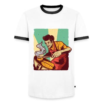 Barbecue homme Barbecue - T-shirt contrasté Homme - blanc/noir - Devant - AI Model Female 172 light (172cm) & AI Model Male 178 dark (178cm)