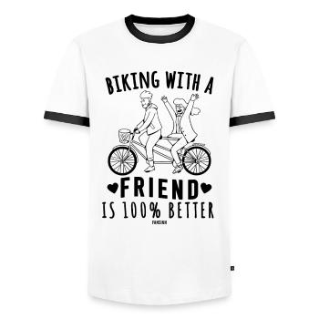 Fahrradtour mit Freunden Ausflug Radtour - Männer Kontrast-T-Shirt - Weiß/Schwarz - Vorne - AI Model Female 172 light (172cm) & AI Model Male 178 dark (178cm)