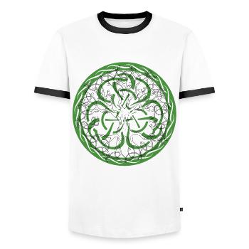 Celtic Irland Wikinger Keltisch Knoten Muster Baum - Männer Kontrast-T-Shirt - Weiß/Schwarz - Vorne - AI Model Female 172 light (172cm) & AI Model Male 178 dark (178cm)