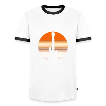 Bassist Papa Gitarrenspieler Gitarre Vater Vaterta - Männer Kontrast-T-Shirt - Weiß/Schwarz - Vorne - AI Model Female 172 light (172cm) & AI Model Male 178 dark (178cm)