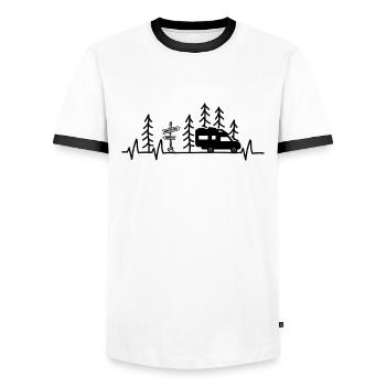Camping camper settling cabin heartbeat - Men's Ringer Shirt - white/black - Front - AI Model Female 172 light (172cm) & AI Model Male 178 dark (178cm)