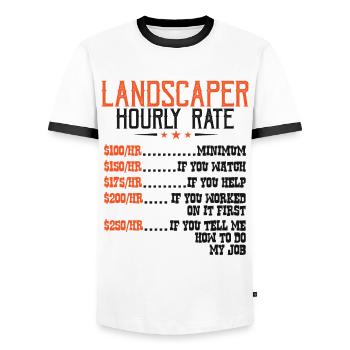 Gardennursery Gardener Landscape Gardener - Men's Ringer Shirt - white/black - Front - AI Model Female 172 light (172cm) & AI Model Male 178 dark (178cm)