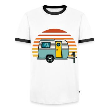 Camping Caravan Holiday Camper Camper Camping - Men's Ringer Shirt - white/black - Front - AI Model Female 172 light (172cm) & AI Model Male 178 dark (178cm)