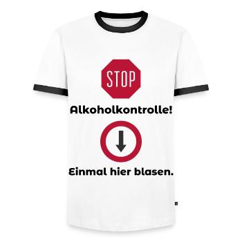 Alkoholkontrolle Witziger Alkohol Saufen Spruch - Männer Kontrast-T-Shirt - Weiß/Schwarz - Vorne - AI Model Female 172 light (172cm) & AI Model Male 178 dark (178cm)