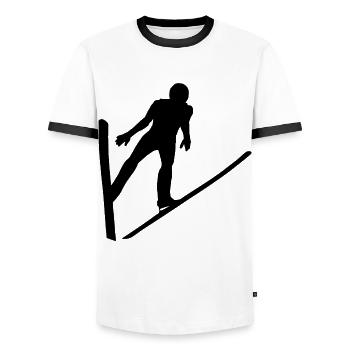 Skispringen Skifliegen Skispringer Ski fahren Wint - T-shirt contrasté Homme - blanc/noir - Devant - AI Model Female 172 light (172cm) & AI Model Male 178 dark (178cm)