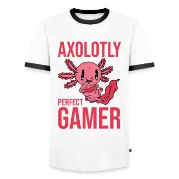 Axolotl Parfait joueur vidéo Axolotl Gaming Fish - T-shirt contrasté Homme - blanc/noir - Devant - AI Model Female 172 light (172cm) & AI Model Male 178 dark (178cm)