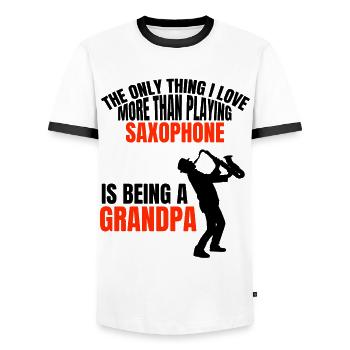 Saxophon Opa Musik Großvater Music Musiker Saxofon - Männer Kontrast-T-Shirt - Weiß/Schwarz - Vorne - AI Model Female 172 light (172cm) & AI Model Male 178 dark (178cm)