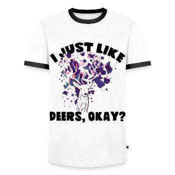 Cerf cadeau anniversaire sort femmes filles - T-shirt contrasté Homme - blanc/noir - Devant - AI Model Female 172 light (172cm) & AI Model Male 178 dark (178cm)