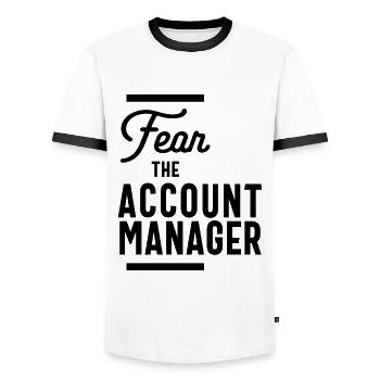 Account Manager Gift Funny Job Title Profession - Men's Ringer Shirt - white/black - Front - AI Model Female 172 light (172cm) & AI Model Male 178 dark (178cm)