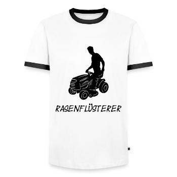 Rasenflüsterer Rasentraktor Rasenmähen Rasenmäher - Männer Kontrast-T-Shirt - Weiß/Schwarz - Vorne - AI Model Female 172 light (172cm) & AI Model Male 178 dark (178cm)