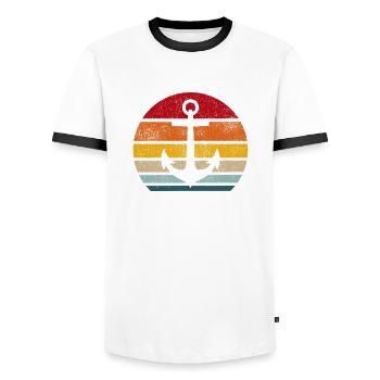 Papa Vater Papitän Vatertag Geschenkidee - Männer Kontrast-T-Shirt - Weiß/Schwarz - Vorne - AI Model Female 172 light (172cm) & AI Model Male 178 dark (178cm)