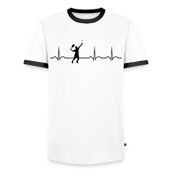 Herzschlag Tennisplayer Tennis Verein Tennis Coach - Männer Kontrast-T-Shirt - Weiß/Schwarz - Vorne - AI Model Female 172 light (172cm) & AI Model Male 178 dark (178cm)