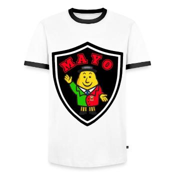 MAYO GAA - Men's Ringer Shirt - white/black - Front - AI Model Female 172 light (172cm) & AI Model Male 178 dark (178cm)