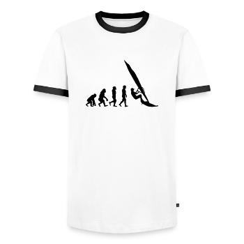 Windsurfing Evolution Wind Surfer - Männer Kontrast-T-Shirt - Weiß/Schwarz - Vorne - AI Model Female 172 light (172cm) & AI Model Male 178 dark (178cm)
