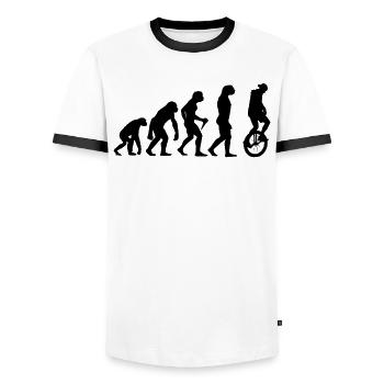 Développement Unicycle pilote Evolution monocycle - T-shirt contrasté Homme - blanc/noir - Devant - AI Model Female 172 light (172cm) & AI Model Male 178 dark (178cm)