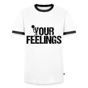 Fuck your feelings Strichmännchen Provoc - T-shirt contrasté Homme - blanc/noir - Devant - AI Model Female 172 light (172cm) & AI Model Male 178 dark (178cm)