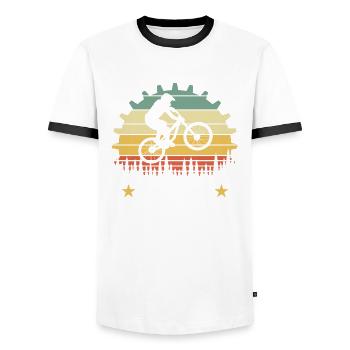 Radfahrer Waden Statt Laden - Männer Kontrast-T-Shirt - Weiß/Schwarz - Vorne - AI Model Female 172 light (172cm) & AI Model Male 178 dark (178cm)