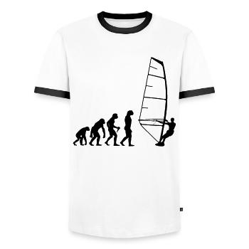 Windsurf Evolution Shirt Surfer Windsurfer Surf - Männer Kontrast-T-Shirt - Weiß/Schwarz - Vorne - AI Model Female 172 light (172cm) & AI Model Male 178 dark (178cm)