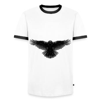 Rays Raven Crow Bird Bird Illustration Dark - Men's Ringer Shirt - white/black - Front - AI Model Female 172 light (172cm) & AI Model Male 178 dark (178cm)