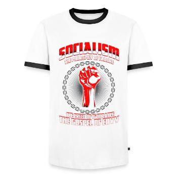 Capitaliste citation anti socialisme cadeau - T-shirt contrasté Homme - blanc/noir - Devant - AI Model Female 172 light (172cm) & AI Model Male 178 dark (178cm)