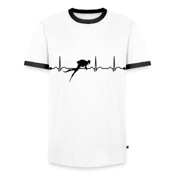 Plongée Rythme cardiaque Scuba Plongeur - T-shirt contrasté Homme - blanc/noir - Devant - AI Model Female 172 light (172cm) & AI Model Male 178 dark (178cm)