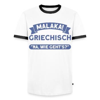 Rhodos Malaka Griechenland Geschenk - Männer Kontrast-T-Shirt - Weiß/Schwarz - Vorne - AI Model Female 172 light (172cm) & AI Model Male 178 dark (178cm)