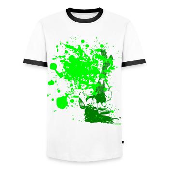 2reborn Splash tache de couleur femme vert - T-shirt contrasté Homme - blanc/noir - Devant - AI Model Female 172 light (172cm) & AI Model Male 178 dark (178cm)