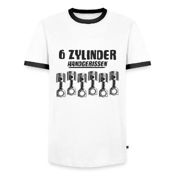 6 Zylinder handgerissen Autotuning Motor Shirt - Männer Kontrast-T-Shirt - Weiß/Schwarz - Vorne - AI Model Female 172 light (172cm) & AI Model Male 178 dark (178cm)