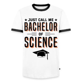 Diplôme Just Call Me Bachelor Of Science Univers - T-shirt contrasté Homme - blanc/noir - Devant - AI Model Female 172 light (172cm) & AI Model Male 178 dark (178cm)