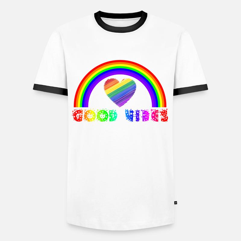 Rainbow, Rainbow, Rainbow, Rainbow, Rainbow - Men's Ringer Shirt - white/black