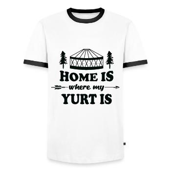 Home is where my Yurt is Jurte Zelt - Männer Kontrast-T-Shirt - Weiß/Schwarz - Vorne - AI Model Female 172 light (172cm) & AI Model Male 178 dark (178cm)