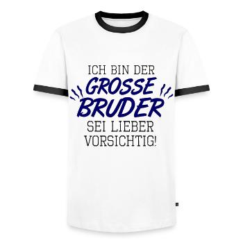 großer Bruder - Männer Kontrast-T-Shirt - Weiß/Schwarz - Vorne - AI Model Female 172 light (172cm) & AI Model Male 178 dark (178cm)