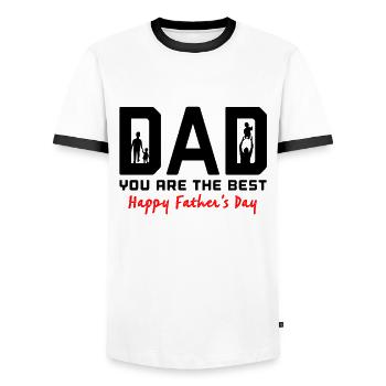 Fête des Pères, Fête des Pères, Fête des Pères, Fête des Pères - T-shirt contrasté Homme - blanc/noir - Devant - AI Model Female 172 light (172cm) & AI Model Male 178 dark (178cm)