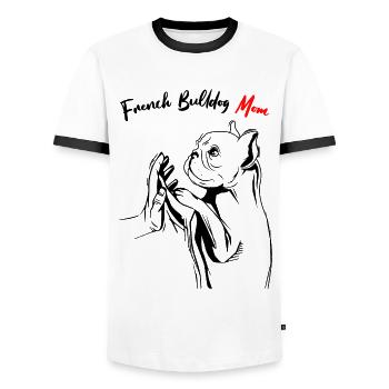 Bulldog français - T-shirt contrasté Homme - blanc/noir - Devant - AI Model Female 172 light (172cm) & AI Model Male 178 dark (178cm)