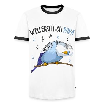 Wellensittich - Männer Kontrast-T-Shirt - Weiß/Schwarz - Vorne - AI Model Female 172 light (172cm) & AI Model Male 178 dark (178cm)