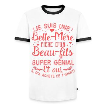 Belle-Maman Belle-Mère Maman-Bonus Fete Des Meres - T-shirt contrasté Homme - blanc/noir - Devant - AI Model Female 172 light (172cm) & AI Model Male 178 dark (178cm)