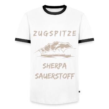Zugspitze Zugspitzbahn Spruch lustig - Männer Kontrast-T-Shirt - Weiß/Schwarz - Vorne - AI Model Female 172 light (172cm) & AI Model Male 178 dark (178cm)