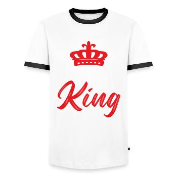 bitcoin crypto könig - T-shirt contrasté Homme - blanc/noir - Devant - AI Model Female 172 light (172cm) & AI Model Male 178 dark (178cm)