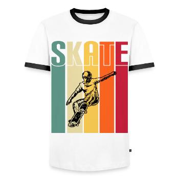 skateboard skater skaters de sport patiner - T-shirt contrasté Homme - blanc/noir - Devant - AI Model Female 172 light (172cm) & AI Model Male 178 dark (178cm)