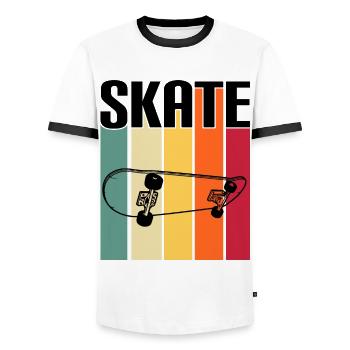 skateboard skater skaters de sport patiner - T-shirt contrasté Homme - blanc/noir - Devant - AI Model Female 172 light (172cm) & AI Model Male 178 dark (178cm)