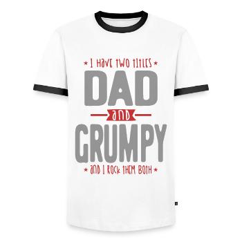 Ich habe zwei Titel Papa und Grumpy | Vater und Opa - Männer Kontrast-T-Shirt - Weiß/Schwarz - Vorne - AI Model Female 172 light (172cm) & AI Model Male 178 dark (178cm)