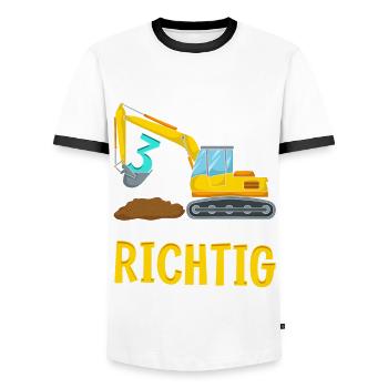 3. Geburtstag Bagger deko ich bin Endlich 3 Jahre - Männer Kontrast-T-Shirt - Weiß/Schwarz - Vorne - AI Model Female 172 light (172cm) & AI Model Male 178 dark (178cm)
