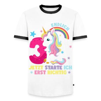 3. Geburtstag Mädchen kleid deko ich bin endlich 3 - Männer Kontrast-T-Shirt - Weiß/Schwarz - Vorne - AI Model Female 172 light (172cm) & AI Model Male 178 dark (178cm)