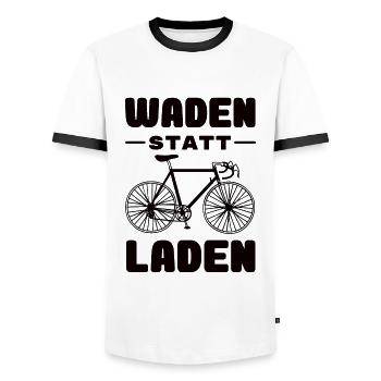 Fahrrad - Waden statt Laden - MTB Rennrad Spruch - Männer Kontrast-T-Shirt - Weiß/Schwarz - Vorne - AI Model Female 172 light (172cm) & AI Model Male 178 dark (178cm)