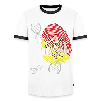 Sicile Sicilia drapeau - T-shirt contrasté Homme - blanc/noir - Devant - AI Model Female 172 light (172cm) & AI Model Male 178 dark (178cm)
