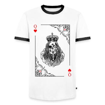 Cartes cartes coeur dame jeu de cartes - T-shirt contrasté Homme - blanc/noir - Devant - AI Model Female 172 light (172cm) & AI Model Male 178 dark (178cm)