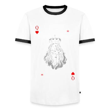 Cartes cartes coeur dame jeu de cartes - T-shirt contrasté Homme - blanc/noir - Devant - AI Model Female 172 light (172cm) & AI Model Male 178 dark (178cm)